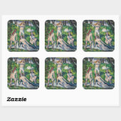 Paul Cezanne - Four Bathers Vierkante Sticker (Vel)
