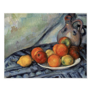 Paul Cezanne - Fruit en Jug op een tafel Foto Afdruk