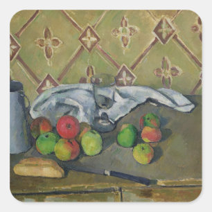 Paul Cezanne   Fruit, Serviette en Milk Jug, c.18 Vierkante Sticker