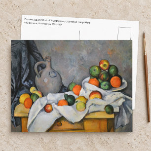 Paul Cezanne - Gordijn, kan en fruitschaal Briefkaart