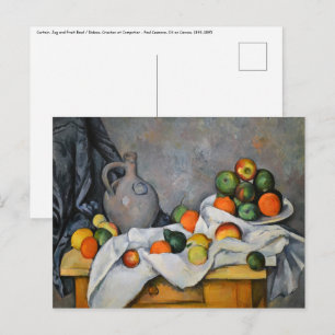 Paul Cezanne - Gordijn, kan en fruitschaal Briefkaart