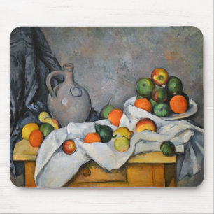 Paul Cezanne - Gordijn, kan en fruitschaal Muismat