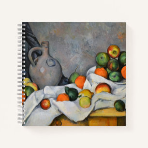 Paul Cezanne - Gordijn, kan en fruitschaal Notitieboek
