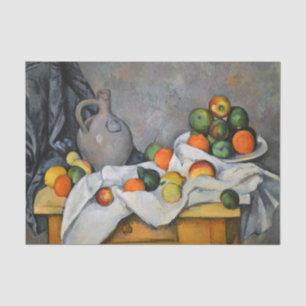 Paul Cezanne - Gordijn, kan en fruitschaal Tissuepapier