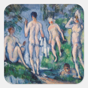 Paul Cezanne - Groep badenden Vierkante Sticker