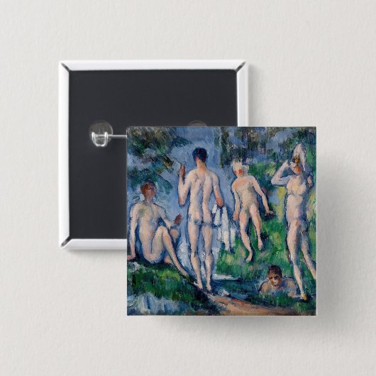 Paul Cezanne - Groep Bathers Vierkante Button 5,1 Cm (Voorkant /achterkant)