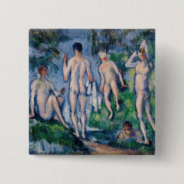 Paul Cezanne - Groep Bathers Vierkante Button 5,1 Cm