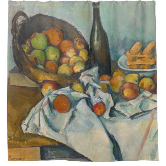Paul Cezanne - Het mandje appels Douchegordijn (Voorkant)