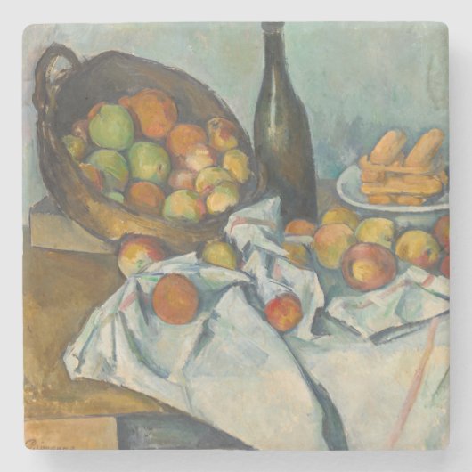 Paul Cezanne - Het mandje appels Stenen Onderzetter (Voorkant)