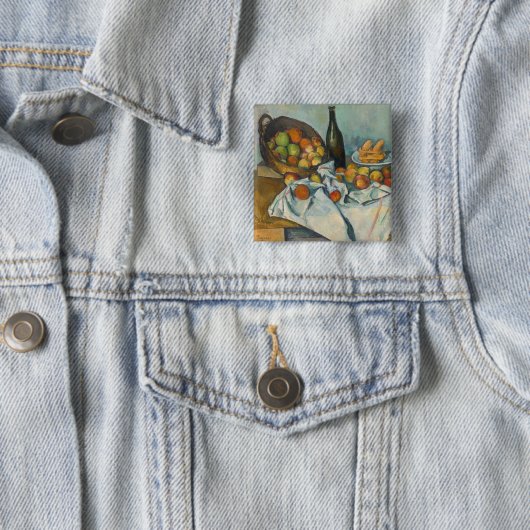 Paul Cezanne - Het mandje appels Vierkante Button 5,1 Cm (In situ)