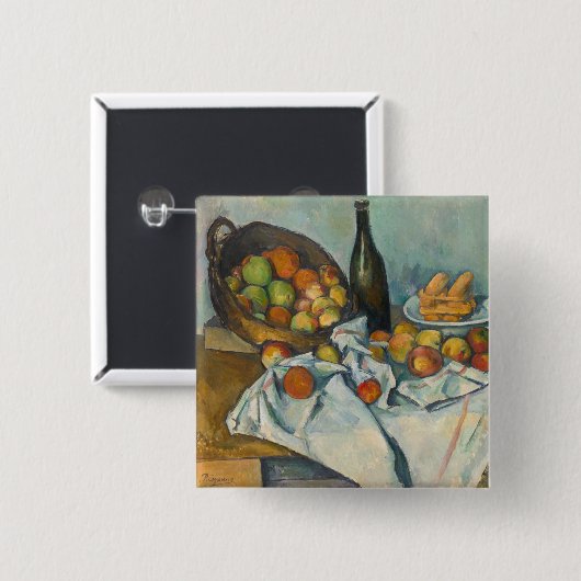 Paul Cezanne - Het mandje appels Vierkante Button 5,1 Cm (Voorkant /achterkant)