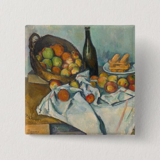 Paul Cezanne - Het mandje appels Vierkante Button 5,1 Cm (Voorkant)