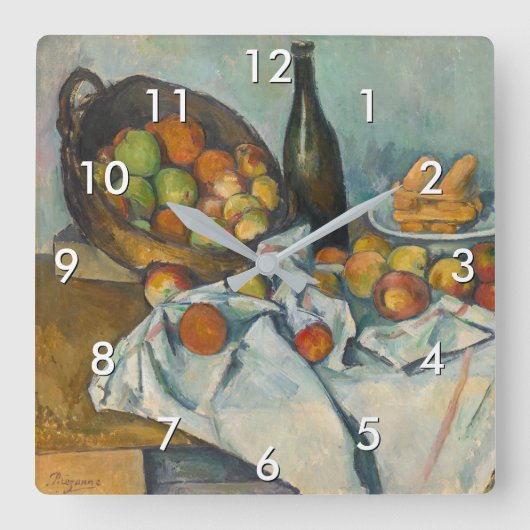 Paul Cezanne - Het mandje appels Vierkante Klok (Voorkant)