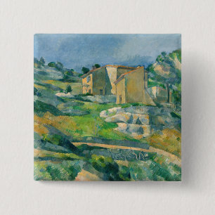 Paul Cezanne - Houses in Provence, Riaux Valley Vierkante Button 5,1 Cm