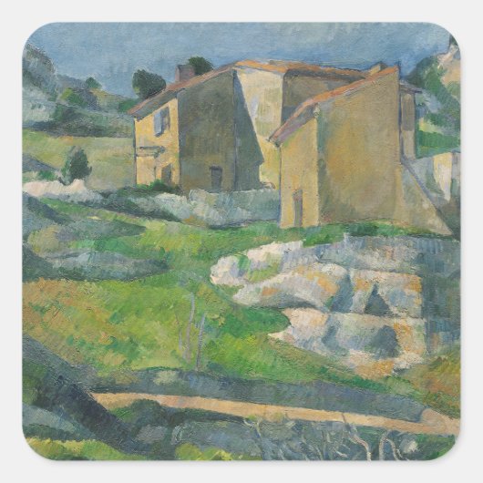 Paul Cezanne | Huishoudens in de provincie Riaux V Vierkante Sticker (Voorkant)