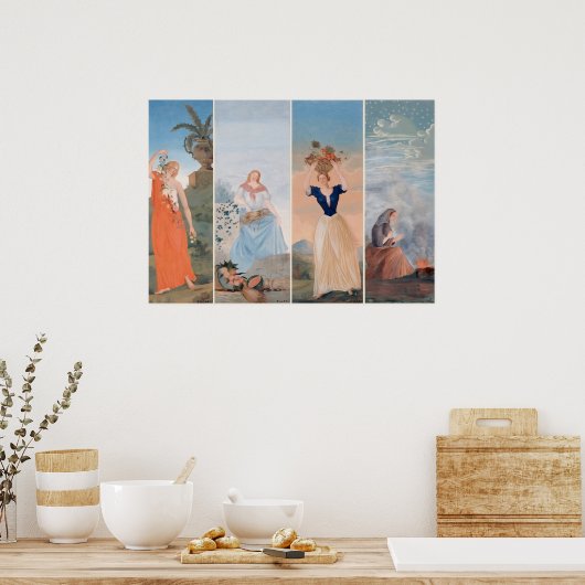 Paul Cezanne is de vier seizoenen Poster (Keuken)