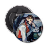 Paul Cezanne - Jongen in de Rode Vest Button Flesopener (Voorkant)