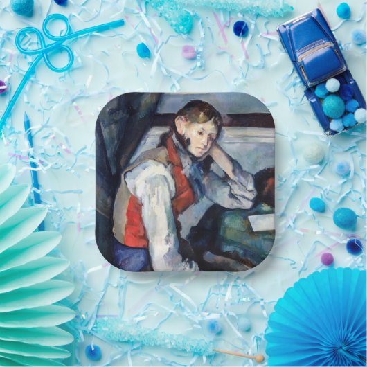 Paul Cezanne - Jongen in de Rode Vest Papieren Bordje (Feest)