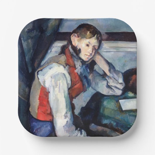 Paul Cezanne - Jongen in de Rode Vest Papieren Bordje (Voorkant)