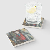 Paul Cezanne - Jongen in de Rode Vest Stenen Onderzetter (Zijkant)