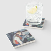 Paul Cezanne - Jongen in de Rode Vest Stenen Onderzetter (Zijkant)