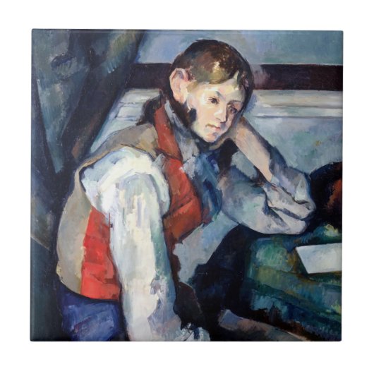 Paul Cezanne - Jongen in de Rode Vest Tegeltje (Voorkant)