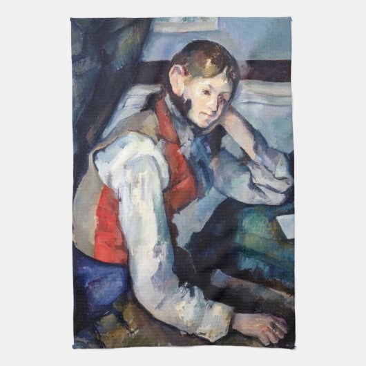 Paul Cezanne - Jongen in de Rode Vest Theedoek (Verticaal)