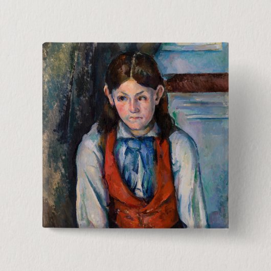 Paul Cezanne - Jongen in de Rode Vest Vierkante Button 5,1 Cm (Voorkant)