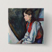 Paul Cezanne - Jongen in de Rode Vest Vierkante Button 5,1 Cm (Voorkant)