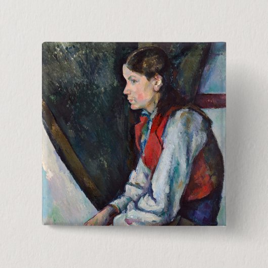 Paul Cezanne - Jongen in de Rode Vest Vierkante Button 5,1 Cm (Voorkant)