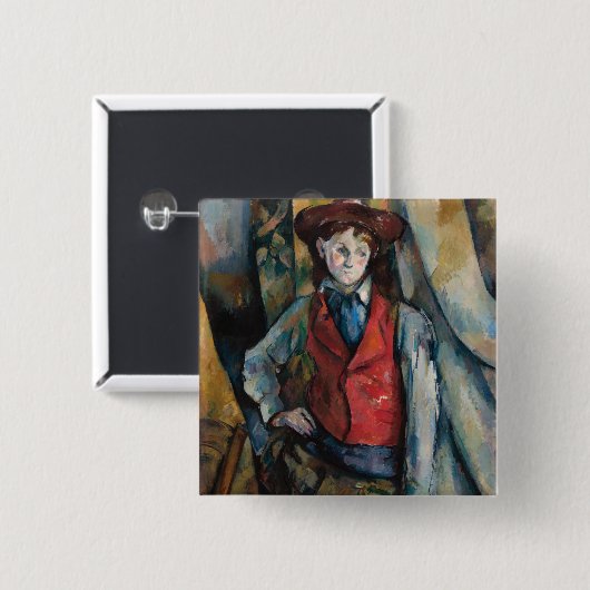 Paul Cezanne - Jongen in de Rode Vest Vierkante Button 5,1 Cm (Voorkant /achterkant)