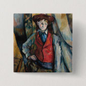 Paul Cezanne - Jongen in de Rode Vest Vierkante Button 5,1 Cm (Voorkant)