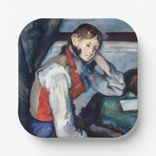Paul Cezanne - Jongen in het rode vest Papieren Bordje