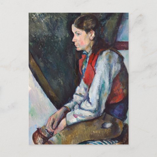 Paul Cezanne - Jongen in het Rode Vest Postkaart (Voorkant)