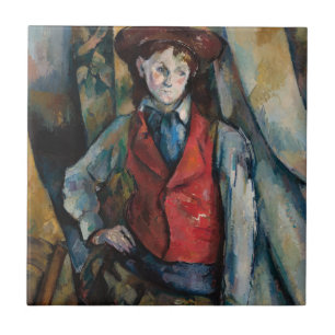 Paul Cezanne - Jongen in het rode vest Tegeltje