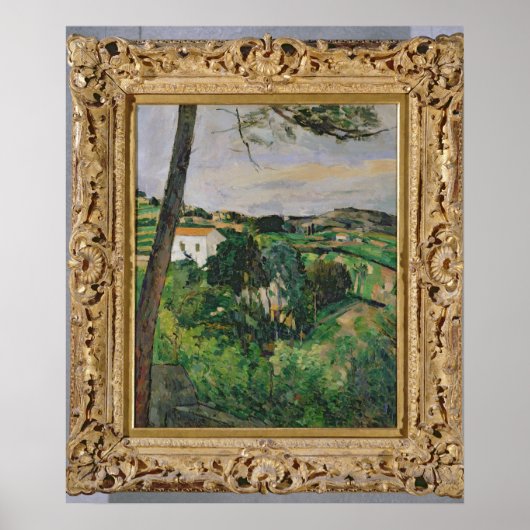 Paul Cezanne | Landschap met rood dak of met de pi Poster (Voorkant)
