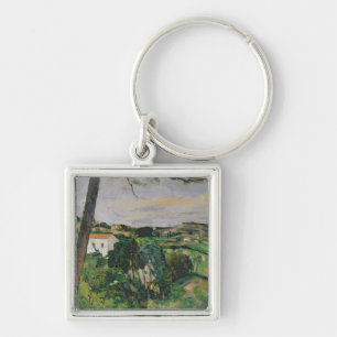 Paul Cezanne Landschap met rood dak of met de pi Sleutelhanger
