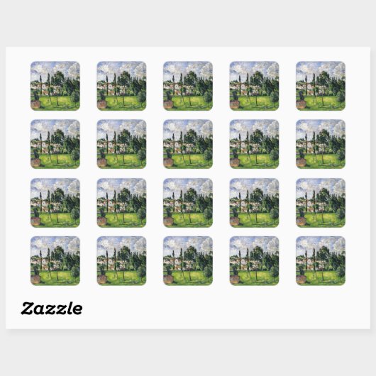 Paul Cezanne - Landschap met waterlijn, Vierkante Sticker (Vel)