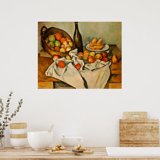 paul cezanne leeft nog steeds met een mand appels poster (Keuken)