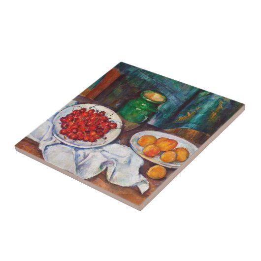 Paul Cezanne leeft nog steeds met kersen en perzik Tegeltje (Zijkant)