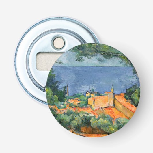Paul Cezanne - L'Estaque met rode daken Button Flesopener (Voorkant)