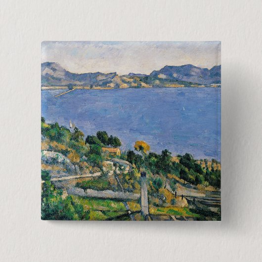 Paul Cezanne | L'Estaque, Uitzicht van de baai van Vierkante Button 5,1 Cm (Voorkant)