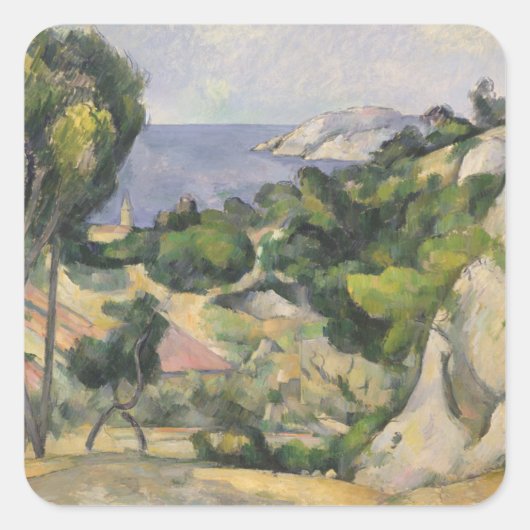 Paul Cezanne | L'Estaque Vierkante Sticker (Voorkant)