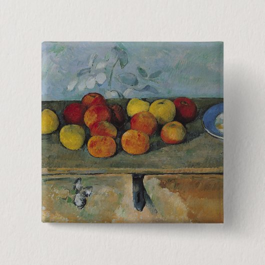Paul Cezanne | Levensduur van appelen en biscuits, Vierkante Button 5,1 Cm (Voorkant)