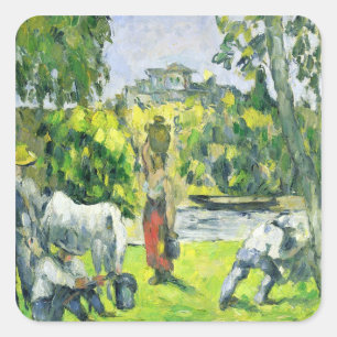 Paul Cezanne   Life in the Fields, c.1875 (olie op Vierkante Sticker