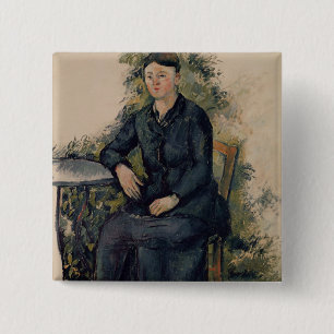 Paul Cezanne Madame Cezanne in de tuin, 1880- Vierkante Button 5,1 Cm