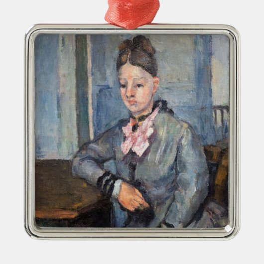 Paul Cezanne - Madame Cezanne Leaning op tafel Metalen Ornament (Voorkant)