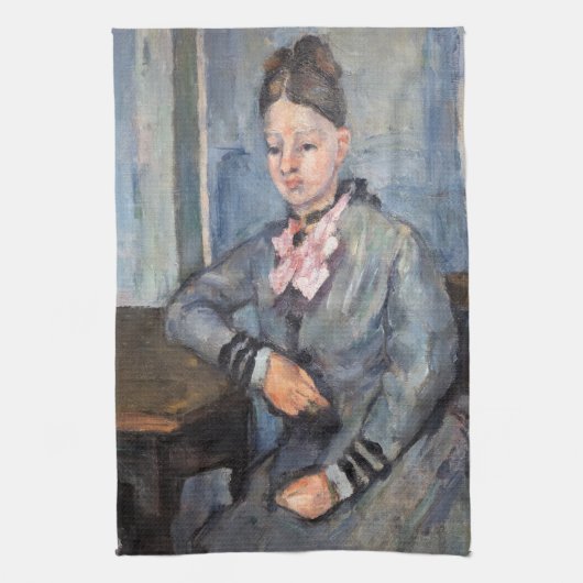 Paul Cezanne - Madame Cezanne Leaning op tafel Theedoek (Verticaal)