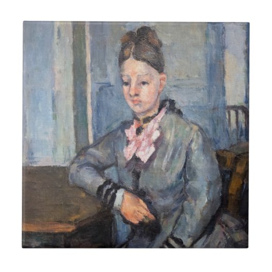 Paul Cezanne - Madame Cezanne Leunend op een Tafel Tegeltje (Voorkant)