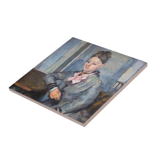 Paul Cezanne - Madame Cezanne Leunend op een Tafel Tegeltje (Zijkant)